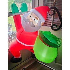 🆕4FT Christmas Inflatable Santa Claus Gift Bag Window Roof Outdoor Decoration